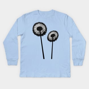 Black Dandelions Kids Long Sleeve T-Shirt